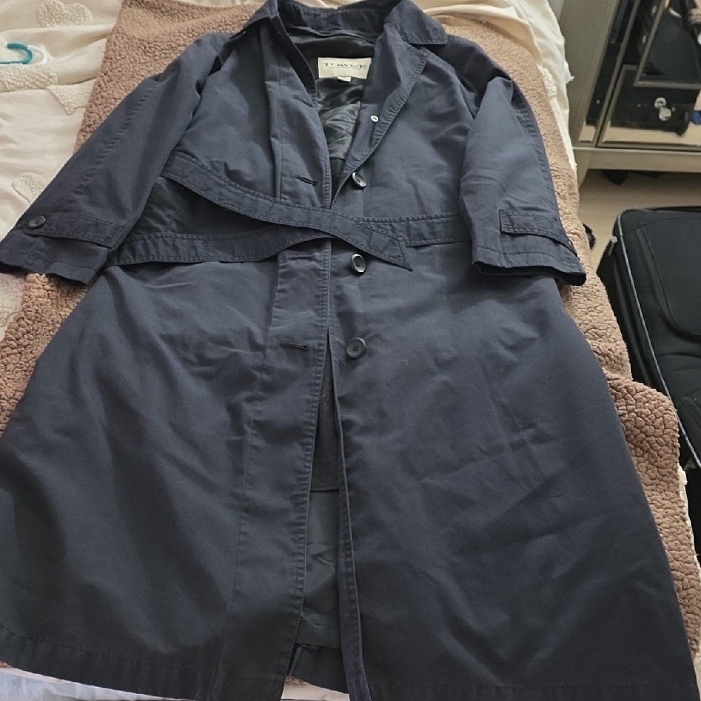 Towne London Fog Stylish Navy Trench Coat Sz 8p